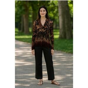 Burnt out Velvet Semi Sheer Crinkle Witchy, Goth blouse, button down unique Sz-L